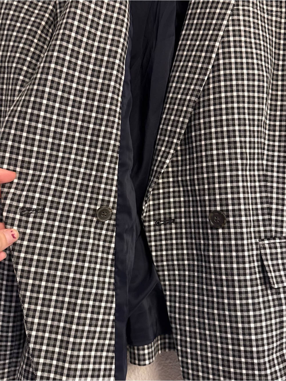 J. Crew Black and White Checked Tailored Blazer - Picture 5 of 7